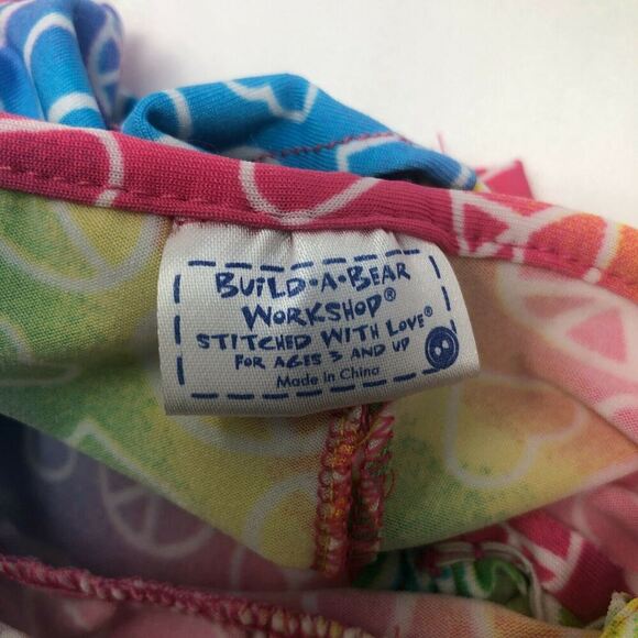 Build A Bear Rainbow Peace Sign Bathing Swimsuit Wrap & Top BABW SunGlasses 4-pc - Picture 4 of 12
